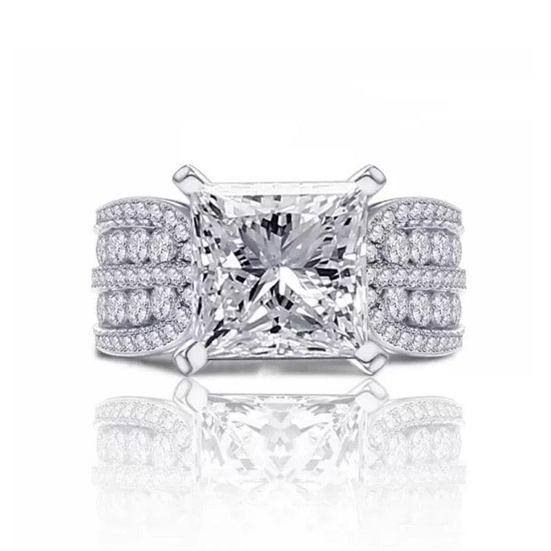 2023 Luxury Silver Color Princess Engagement Wedding Ring for Women mr17 - www.eufashionbags.com