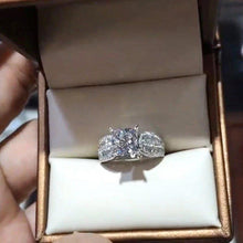 画像をギャラリービューアに読み込む, 2023 Luxury Silver Color Princess Engagement Wedding Ring for Women mr17 - www.eufashionbags.com
