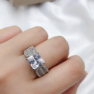 2023 Luxury Silver Color Princess Engagement Wedding Ring for Women mr17 - www.eufashionbags.com