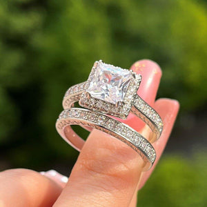 2023 Luxury Silver Color Princess Wedding Ring for Women mr10 - www.eufashionbags.com