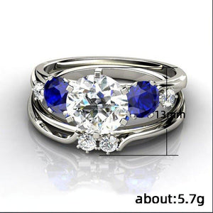 2023 New Fashion Blue Round Zircon Rings for Women mr25 - www.eufashionbags.com