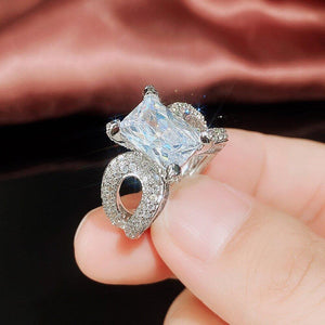 2023 New Fashion Silver Color Rectangle Fashion Ring for Women mr16 - www.eufashionbags.com