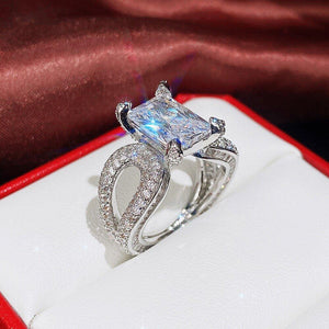2023 New Fashion Silver Color Rectangle Fashion Ring for Women mr16 - www.eufashionbags.com