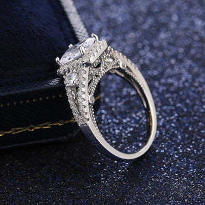 2023 Silver Color Rectangle Zircon Ring for Women Engagement Wedding Gift Jewelry mr23 - www.eufashionbags.com