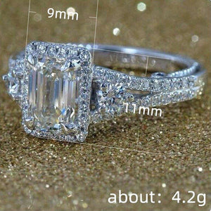 2023 Silver Color Rectangle Zircon Ring for Women Engagement Wedding Gift Jewelry mr23 - www.eufashionbags.com