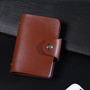 24 Slots Bits Card Holder Bag Pocket Case Women Men Credit ID Card Organizer Leather Wallet - www.eufashionbags.com