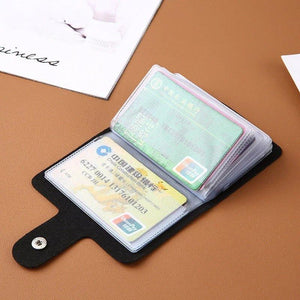 24 Slots Bits Card Holder Bag Pocket Case Women Men Credit ID Card Organizer Leather Wallet - www.eufashionbags.com