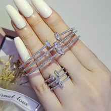 Carica l&#39;immagine nel visualizzatore di Gallery, 2pcs silver color bridal Jewelry set for women Engagement ring bracelet mj22 - www.eufashionbags.com