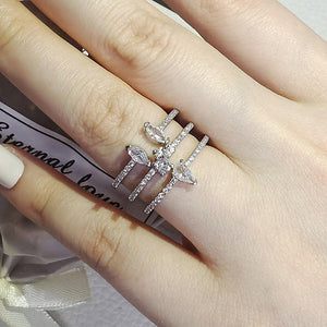 2pcs silver color bridal Jewelry set for women Engagement ring bracelet mj22 - www.eufashionbags.com