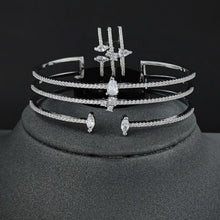 Charger l&#39;image dans la galerie, 2pcs silver color bridal Jewelry set for women Engagement ring bracelet mj22 - www.eufashionbags.com