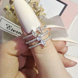 2pcs silver color bridal Jewelry set for women Engagement ring bracelet mj22 - www.eufashionbags.com