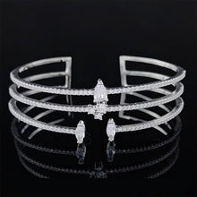 Load image into Gallery viewer, 2pcs silver color bridal Jewelry set for women Engagement ring bracelet mj22 - www.eufashionbags.com