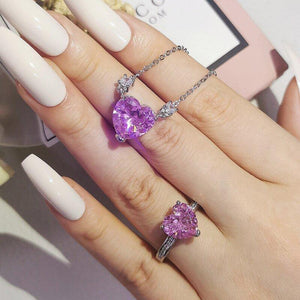 2pcs Silver Color CZ Dubai Jewelry Set for Women Wedding Rings and Earrings mj19 - www.eufashionbags.com