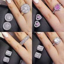 Load image into Gallery viewer, 2pcs Silver Color CZ Dubai Jewelry Set for Women Wedding Rings and Earrings mj19 - www.eufashionbags.com