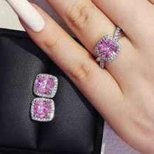 Load image into Gallery viewer, 2pcs Silver Color CZ Dubai Jewelry Set for Women Wedding Rings and Earrings mj19 - www.eufashionbags.com