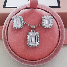 Charger l&#39;image dans la galerie, 2pcs Trendy Round Crystal Silver Color Bridal Jewelry Set For Women Jewelry Gift mj26 - www.eufashionbags.com
