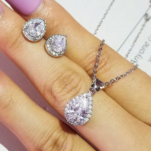2pcs Trendy Round Crystal Wedding Jewelry Set For women mj10 - www.eufashionbags.com