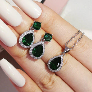2pcs Trendy Round Crystal Wedding Jewelry Set For women mj10 - www.eufashionbags.com