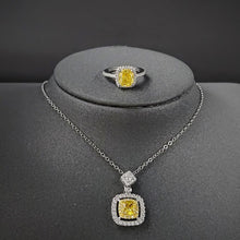 Load image into Gallery viewer, 2pcs Yellow silver color bridal Jewelry set Women Wedding Ring necklace sets mj23 - www.eufashionbags.com