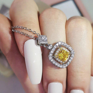 2pcs Yellow silver color bridal Jewelry set Women Wedding Ring necklace sets mj23 - www.eufashionbags.com
