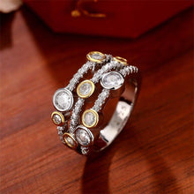 Charger l&#39;image dans la galerie, 3 Rows Personality Two Tone Rings Women Full Paved CZ Sparkling Jewelry hr70 - www.eufashionbags.com