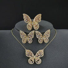Charger l&#39;image dans la galerie, 3pcs Luxury Butterfly Bridal Dubai Jewelry Set For Women Jewelry Gift mj16 - www.eufashionbags.com