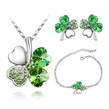 Load image into Gallery viewer, 3pcs Trendy Green Color Four-leaf Clover Fashion Women Jewelry Set mj34 - www.eufashionbags.com