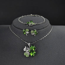 Cargar imagen en el visor de la galería, 3pcs Trendy Green Color Four-leaf Clover Fashion Women Jewelry Set mj34 - www.eufashionbags.com