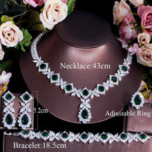 Cargar imagen en el visor de la galería, 4 Pcs Green CZ Women Wedding Jewelry Sets Dubai Bridal Party Set cj05 - www.eufashionbags.com