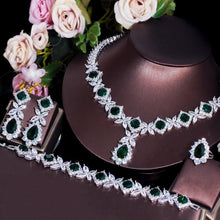 Carica l&#39;immagine nel visualizzatore di Gallery, 4 Pcs Green CZ Women Wedding Jewelry Sets Dubai Bridal Party Set cj05 - www.eufashionbags.com
