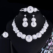 画像をギャラリービューアに読み込む, 4 Pcs Luxury Bridal Jewelry Sets Shiny Cubic Zirconia Dubai Necklace Earrings Bracelet ring cw27 - www.eufashionbags.com