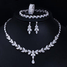 画像をギャラリービューアに読み込む, 4Pcs Cubic Zircon Wedding Jewelry Sets Necklace Earrings Ring and Bracelet Dress Accessories cj02 - www.eufashionbags.com