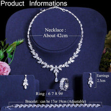Carica l&#39;immagine nel visualizzatore di Gallery, 4Pcs Cubic Zircon Wedding Jewelry Sets Necklace Earrings Ring and Bracelet Dress Accessories cj02 - www.eufashionbags.com