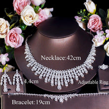 Laden Sie das Bild in den Galerie-Viewer, 4pcs Dubai CZ Paved Tassel Bridal Party Dinner Jewelry Sets for Women cw52 - www.eufashionbags.com