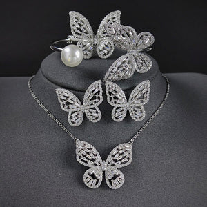 4pcs Luxury Butterfly Bridal Dubai Jewelry Set For Women Jewelry Gift mj16 - www.eufashionbags.com
