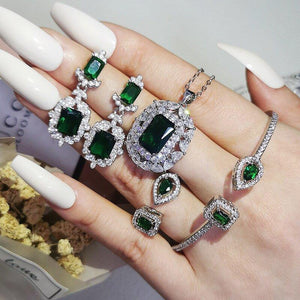 4pcs Luxury Princess bridal Dubai Jewelry Sets For Women Jewelry Wholesale mj24 - www.eufashionbags.com