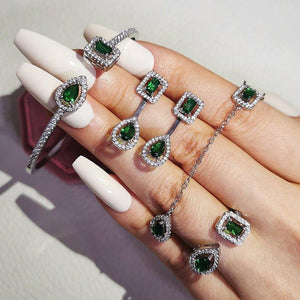 4pcs Luxury Princess bridal Dubai Jewelry Sets For Women Jewelry Wholesale mj24 - www.eufashionbags.com