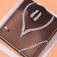 Charger l&#39;image dans la galerie, 4Pcs Luxury silver color Zirconia Jewelry Sets for Women Anniversary Jewelry Gift mj03 - www.eufashionbags.com