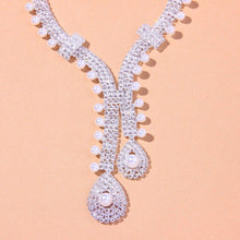 Charger l&#39;image dans la galerie, 4Pcs Silver Color Zirconia Pear Jewelry Sets for Women Bridal Jewelry mj09 - www.eufashionbags.com