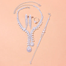 Charger l&#39;image dans la galerie, 4Pcs Silver Color Zirconia Pear Jewelry Sets for Women Bridal Jewelry mj09 - www.eufashionbags.com