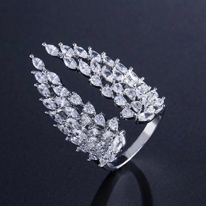 Adjustable Wing Feather Rings Women Fashion Jewelry hr204 - www.eufashionbags.com
