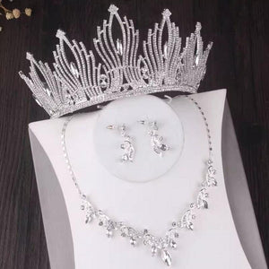 Baroque Crown Bridal Jewelry Sets Luxury Princess Chokers Necklace Earrings bn05 - www.eufashionbags.com