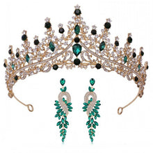 Charger l&#39;image dans la galerie, Baroque Crystal Bridal Crown With Earrings Rhinestone Pageant Diadem Princess Tiaras Headpiece bc86 - www.eufashionbags.com