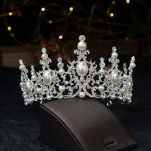 Load image into Gallery viewer, Baroque Crystal Pearl Bridal Tiaras Crown Rhinestone Diadem CZ Headbands bc33 - www.eufashionbags.com
