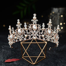 Load image into Gallery viewer, Baroque Crystal Pearl Bridal Tiaras Crown Rhinestone Diadem CZ Headbands bc33 - www.eufashionbags.com