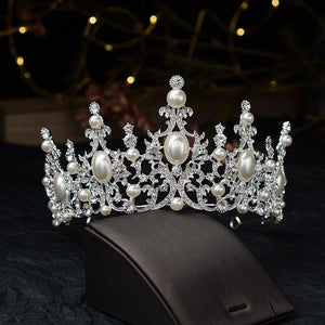 Baroque Crystal Pearl Bridal Tiaras Crown Rhinestone Diadem CZ Headbands bc33 - www.eufashionbags.com