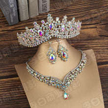 Load image into Gallery viewer, Baroque Crystal Water Drop Bridal Jewelry Set Rhinestone Tiaras Crown Necklace Earrings Sets bj18 - www.eufashionbags.com