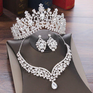 Baroque Crystal Water Drop Bridal Jewelry Set Rhinestone Tiaras Crown Necklace Earrings Sets bj18 - www.eufashionbags.com