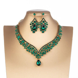 Baroque Crystal Water Drop Bridal Jewelry Set Rhinestone Tiaras Crown Necklace Earrings Sets bj18 - www.eufashionbags.com