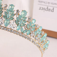Load image into Gallery viewer, Baroque Green Opal Wedding Headband Crystal Crowns Tiaras Hair Jewelry bc59 - www.eufashionbags.com